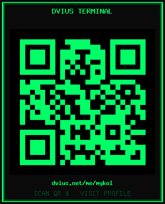 DVIUS Terminal QR Code for mykol