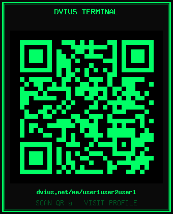 DVIUS Terminal QR Code for user1user2user1